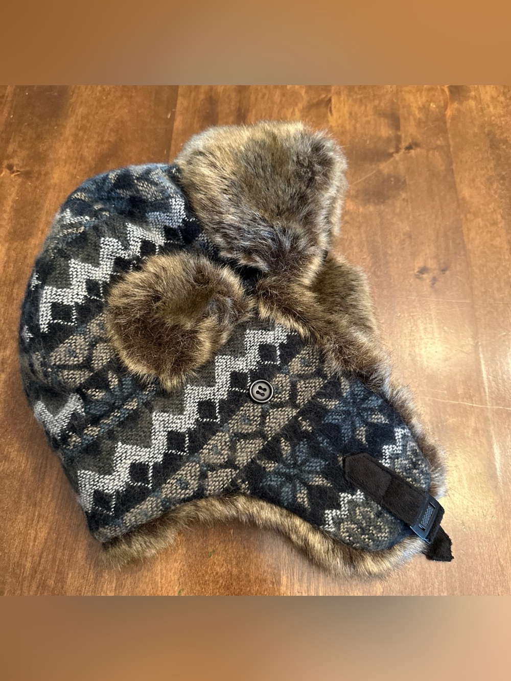 Manhattan Hat Company Trapper Bomber Cap Faux Fur Earflaps Winter Aviator